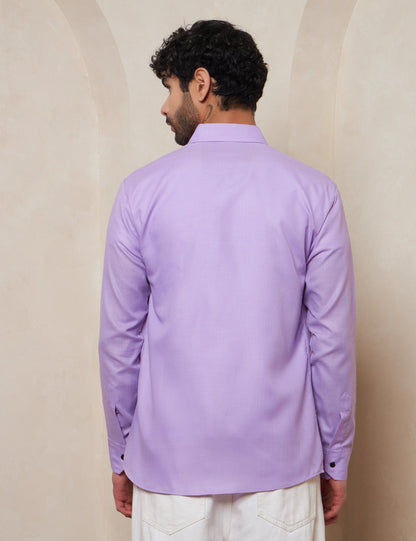 Men's Lavender Mist Textured Breathable Cotton Casual Shirt