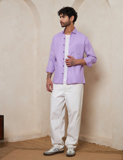 Men's Lavender Mist Textured Breathable Cotton Casual Shirt