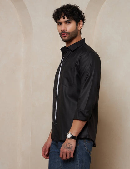 Premium Charcoal Black Full-Sleeve Shirt for Men
