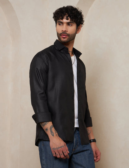 Premium Charcoal Black Full-Sleeve Shirt for Men