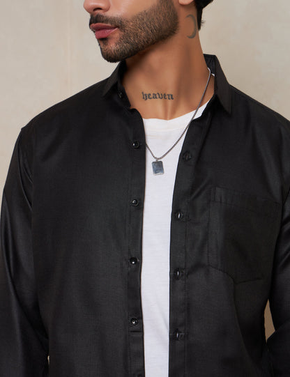 Premium Charcoal Black Full-Sleeve Shirt for Men