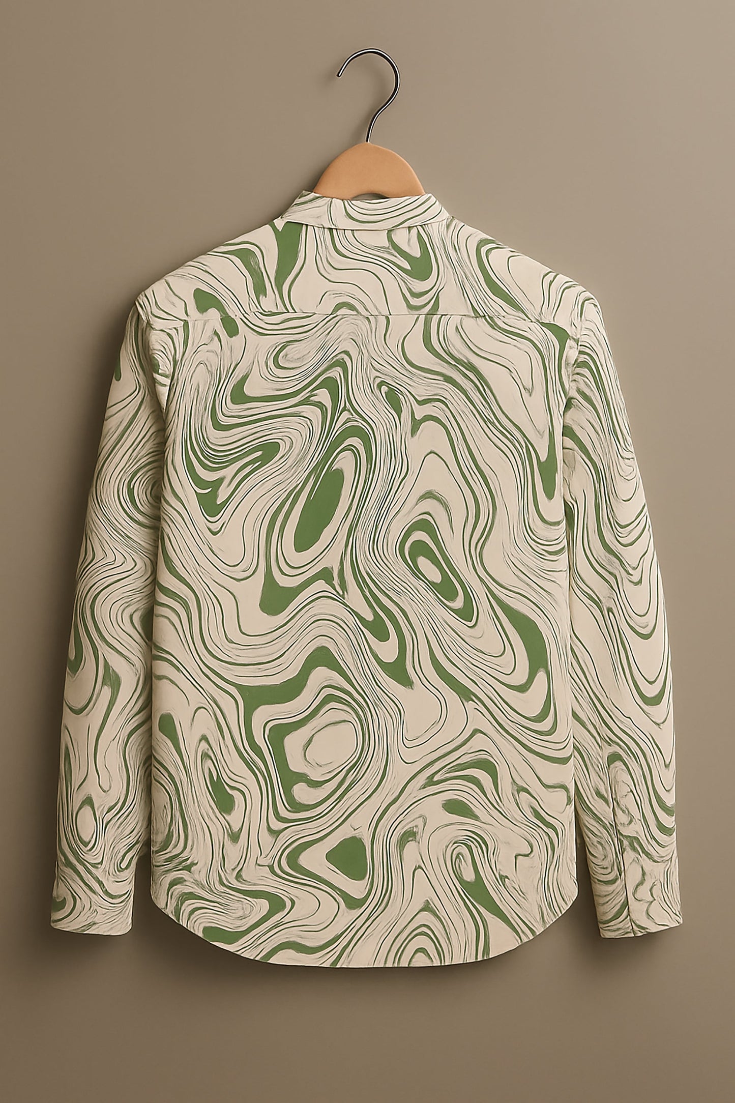 Retro Wavy Line Print Long Sleeve Shirt