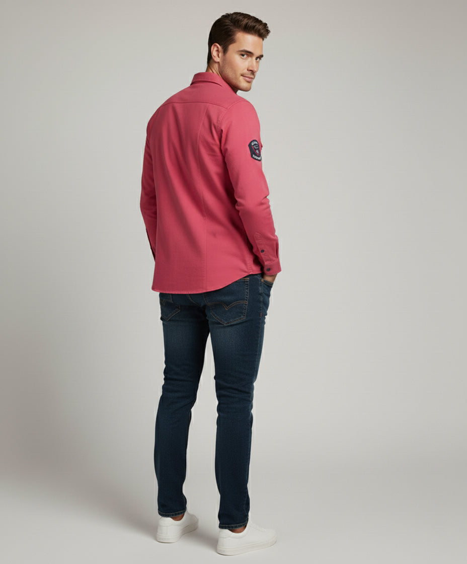 The Bold Statement Pink Casual Shirt | Patched Utility Style