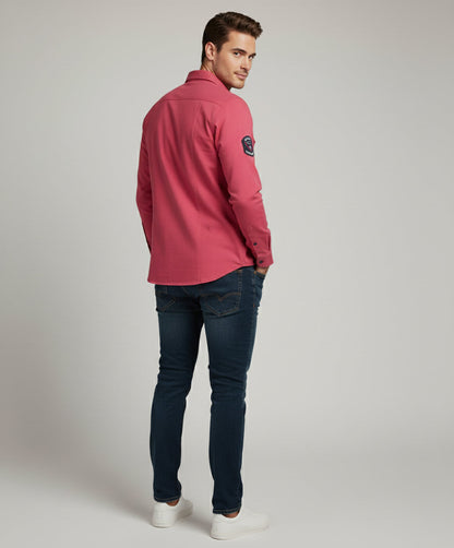The Bold Statement Pink Casual Shirt | Patched Utility Style