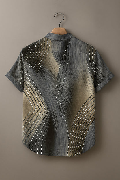 Gradient Stripes Art Print Casual 100% Cotton Shirt