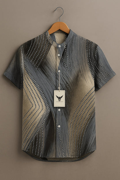 Gradient Stripes Art Print Casual 100% Cotton Shirt
