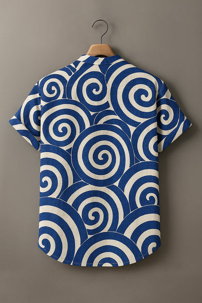 Vintage Modern Geometric Art Print Casual 100% Cotton Shirt