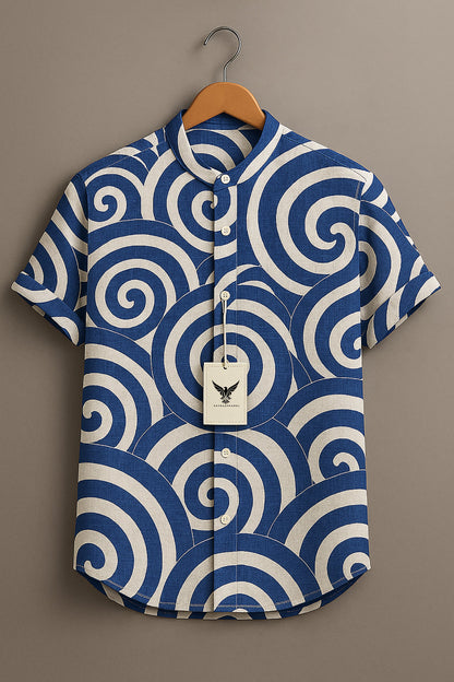 Vintage Modern Geometric Art Print Casual 100% Cotton Shirt