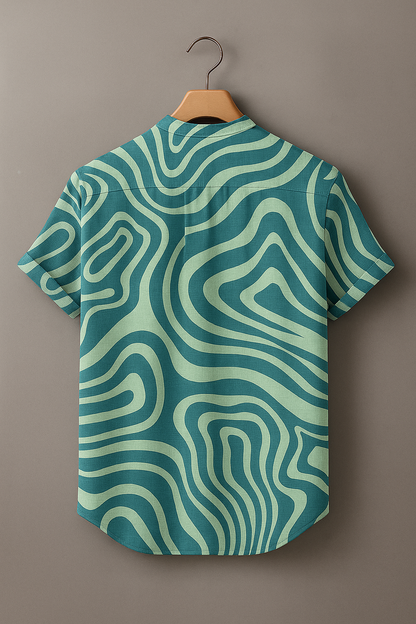 Modern Swirl Pattern Casual Button Shirt
