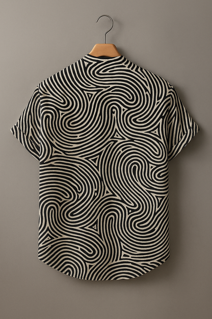 Men's Trendy Geometric Swirl Design Summer Shirt