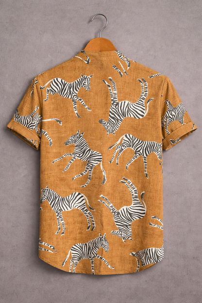 Men’s Bold Zebra Print Casual Shirt
