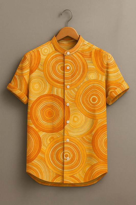 Retro Inspired Orange Concentric Rings Shirt