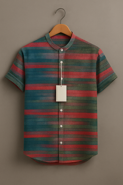 Contemporary Color Stripe Short Sleeve Shirt